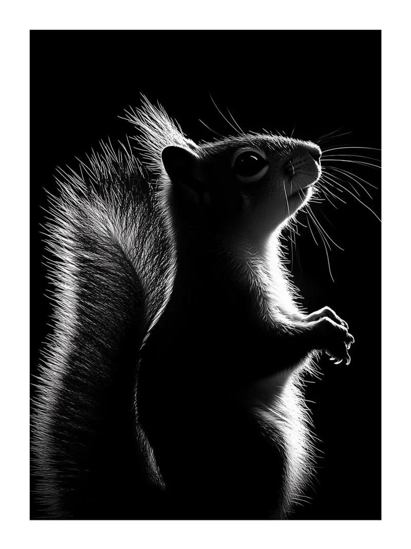 The luminous silhouette of the squirrel poster with plastic frame by Monochrome