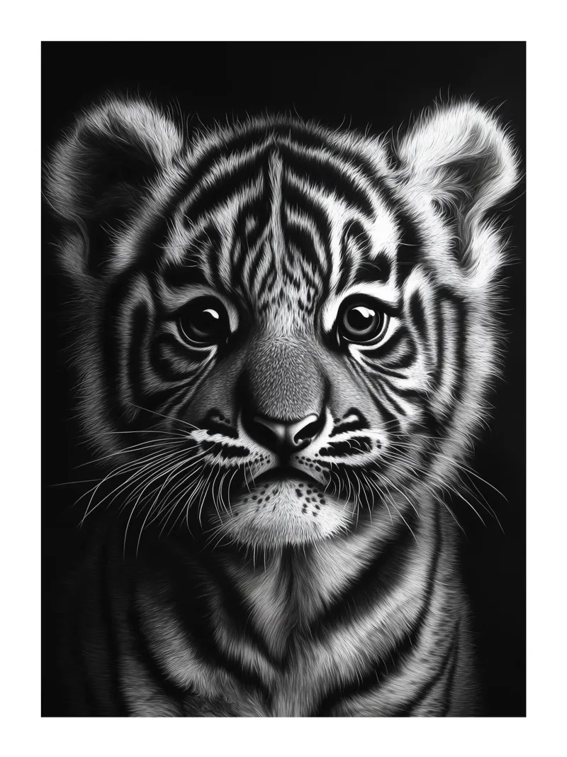 Die zärtliche Majestät des Tigers Poster von Monochrome