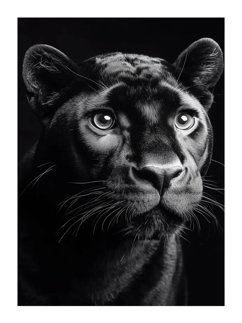The fascination of the black panther canvas with Floater frame by Monochrome