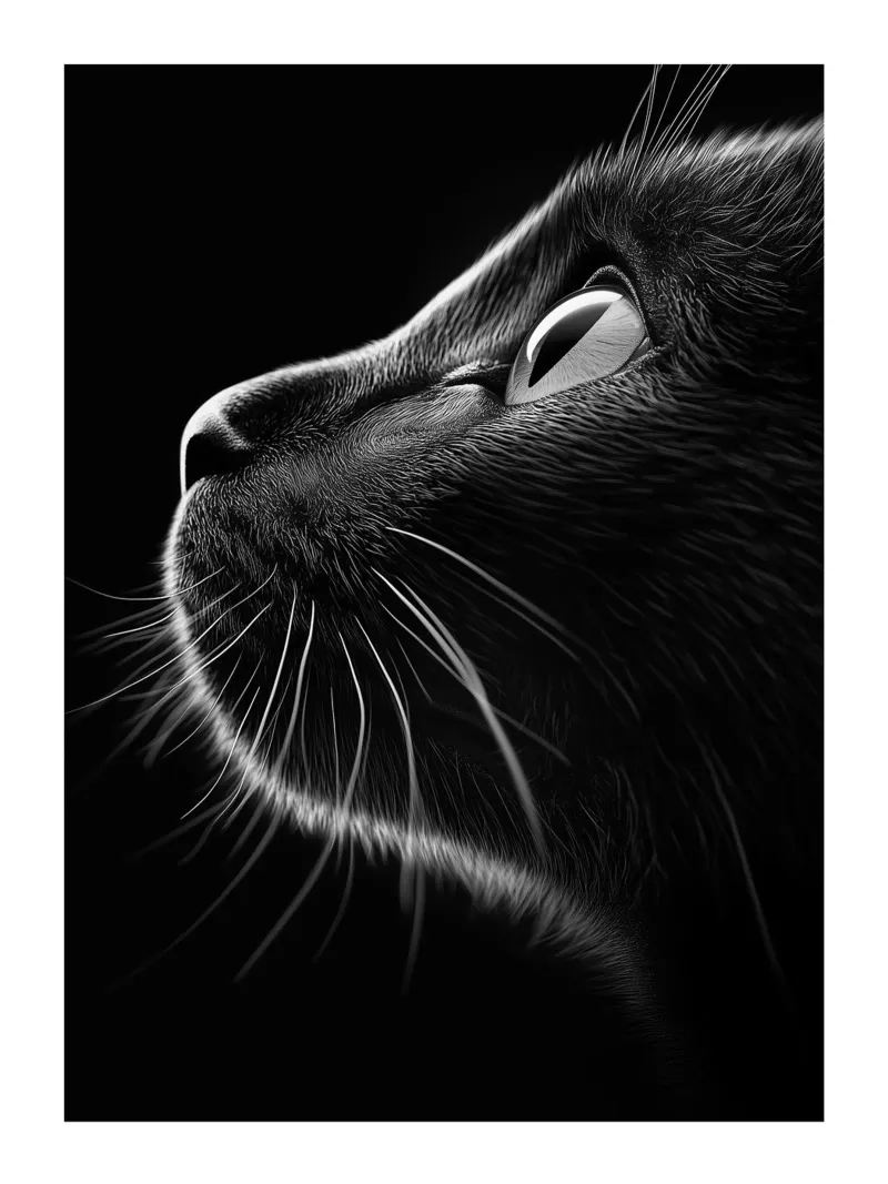 Het mysterie in de ogen van de kat canvas met Baklijst van Monochrome