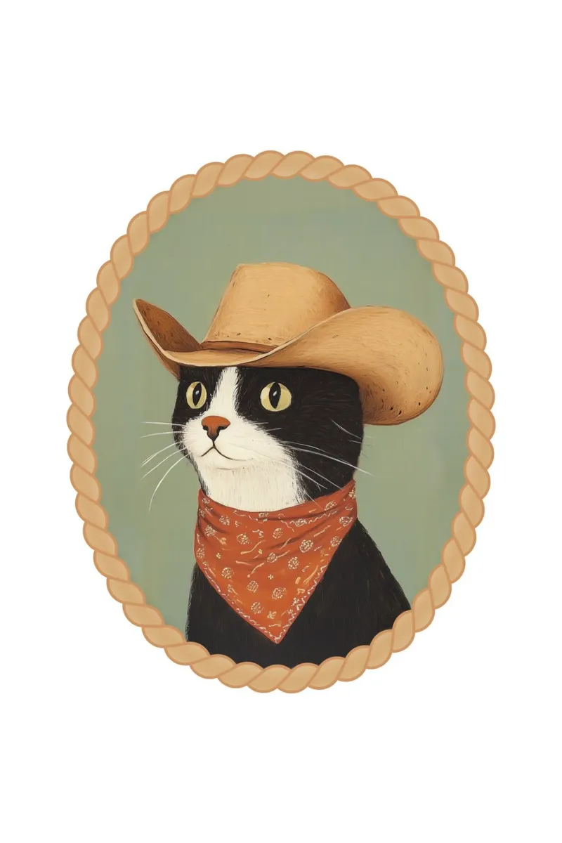 Gatto Cowboy poster da Jungle Joy Art