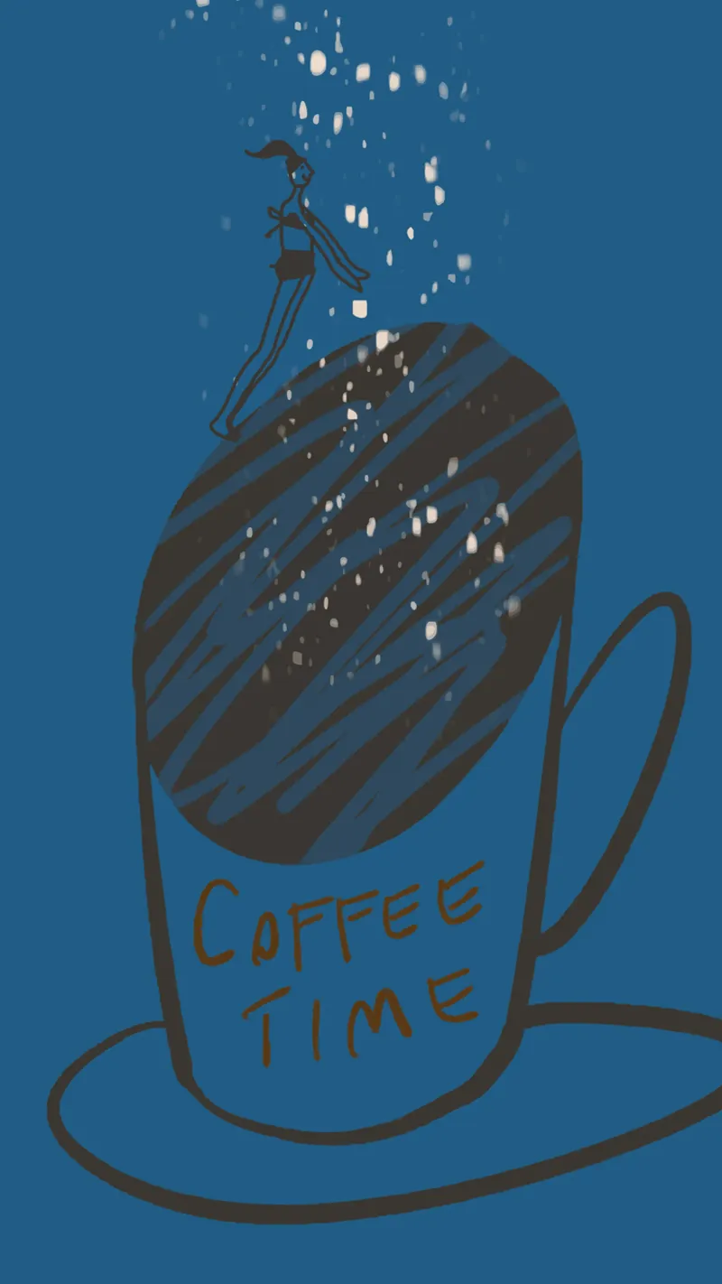 COFFEE TIME - Girl jumps in her mug backlit film by Gabi_Schöffel_Illustration