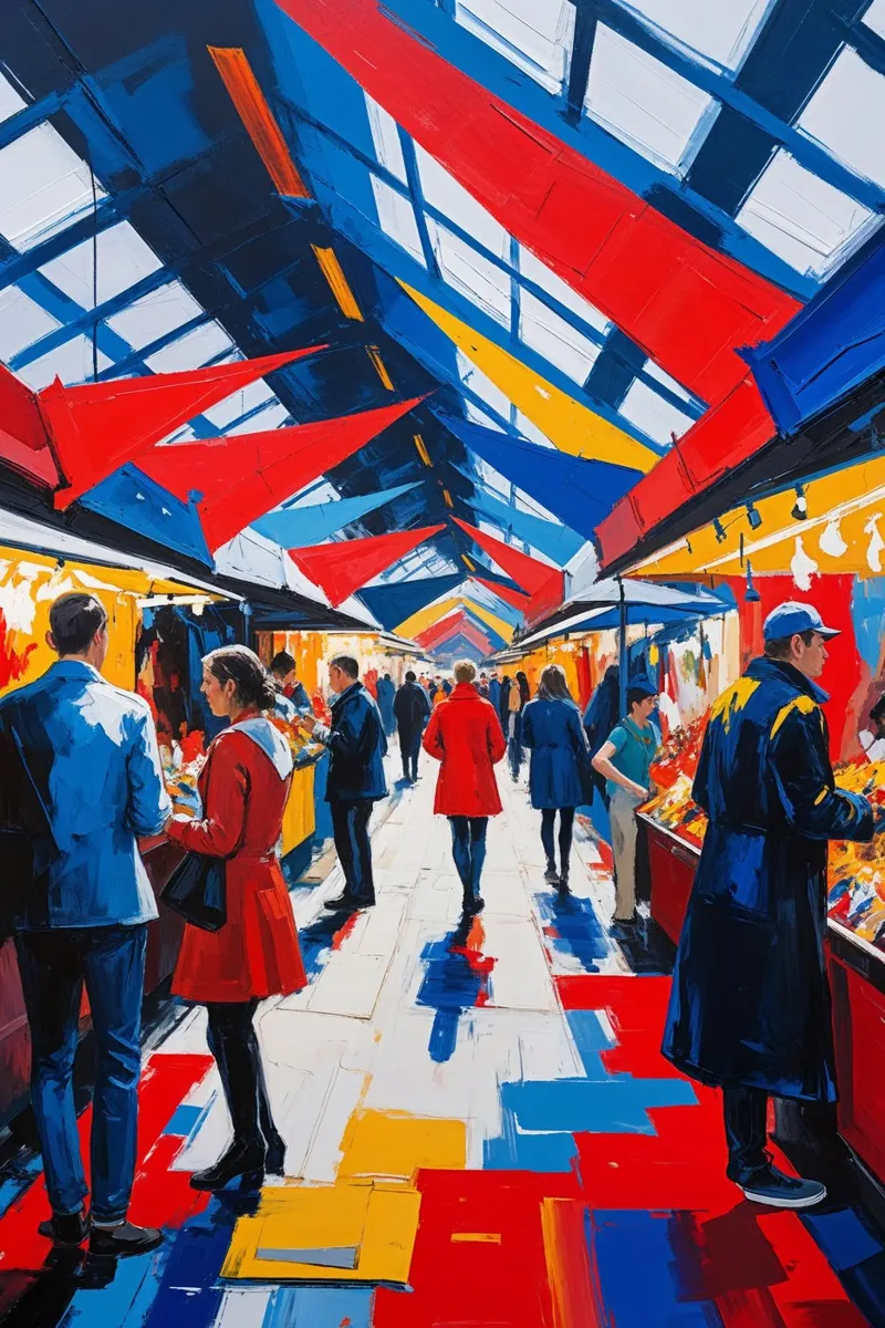 Camden Market: A Vibrant Expressionist Scene carta hahnemühle da AlbertKlee
