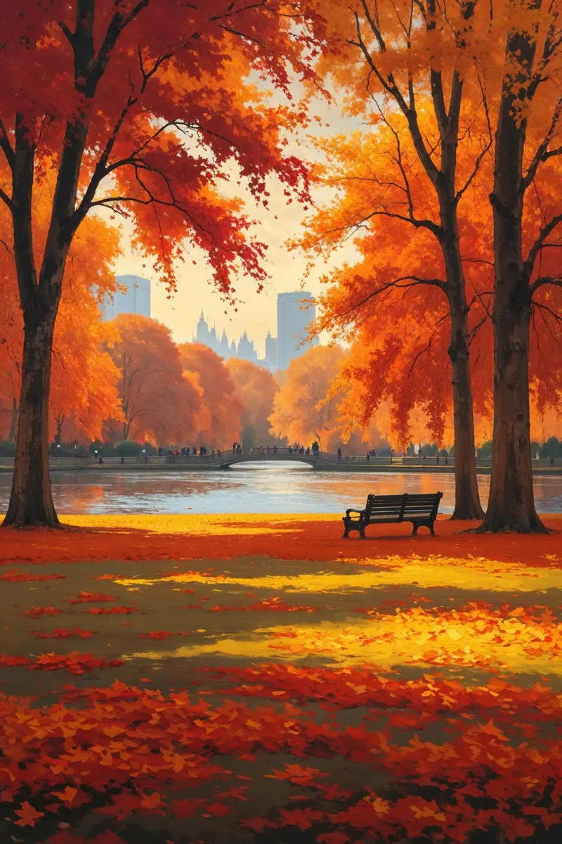 Autumn Serenity in Hyde Park carta hahnemühle da AlbertKlee