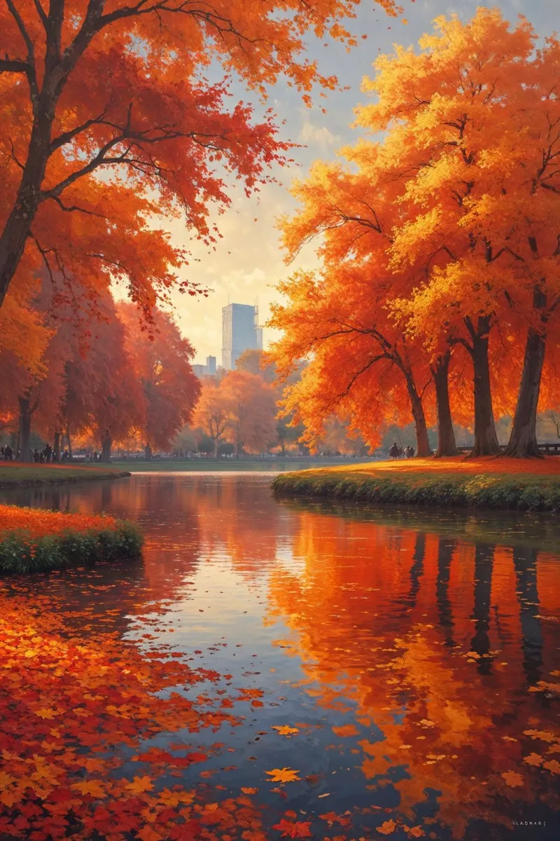 Golden Autumn Reflections at Hyde Park hahnemühle de AlbertKlee