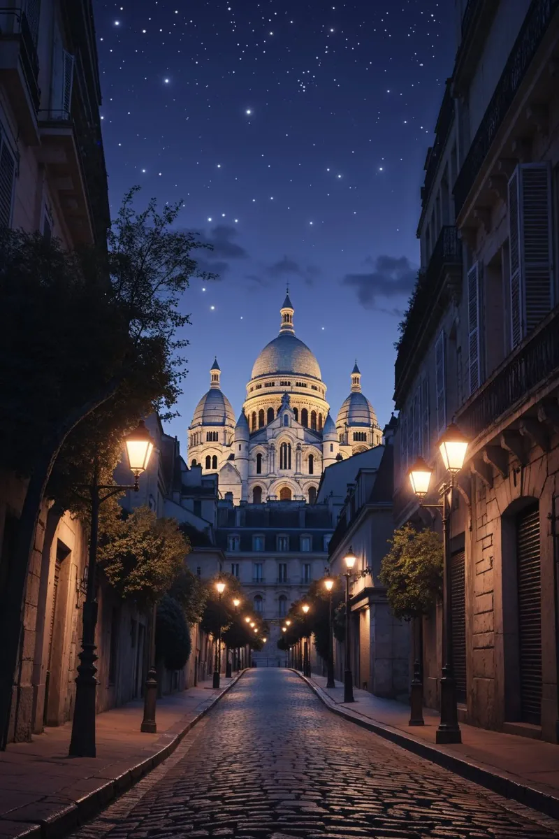 Romantic Montmartre Dusk alluminio dibond da AlbertKlee