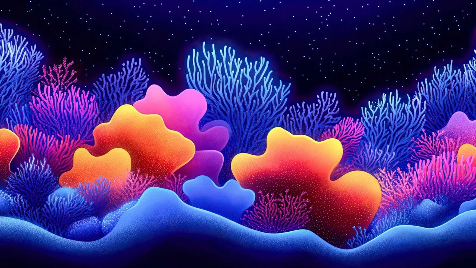 Cosmic Corals: Nocturnal Symphony of the Abyss alu-dibond by The Sea