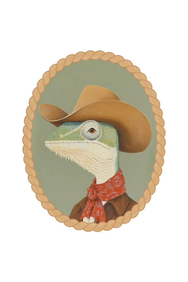 Cowboy Eidechse Porträt Poster von Jungle Joy Art