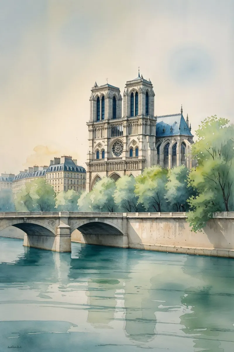 Timeless Paris Along the Seine poster con telaio in legno da AlbertKlee