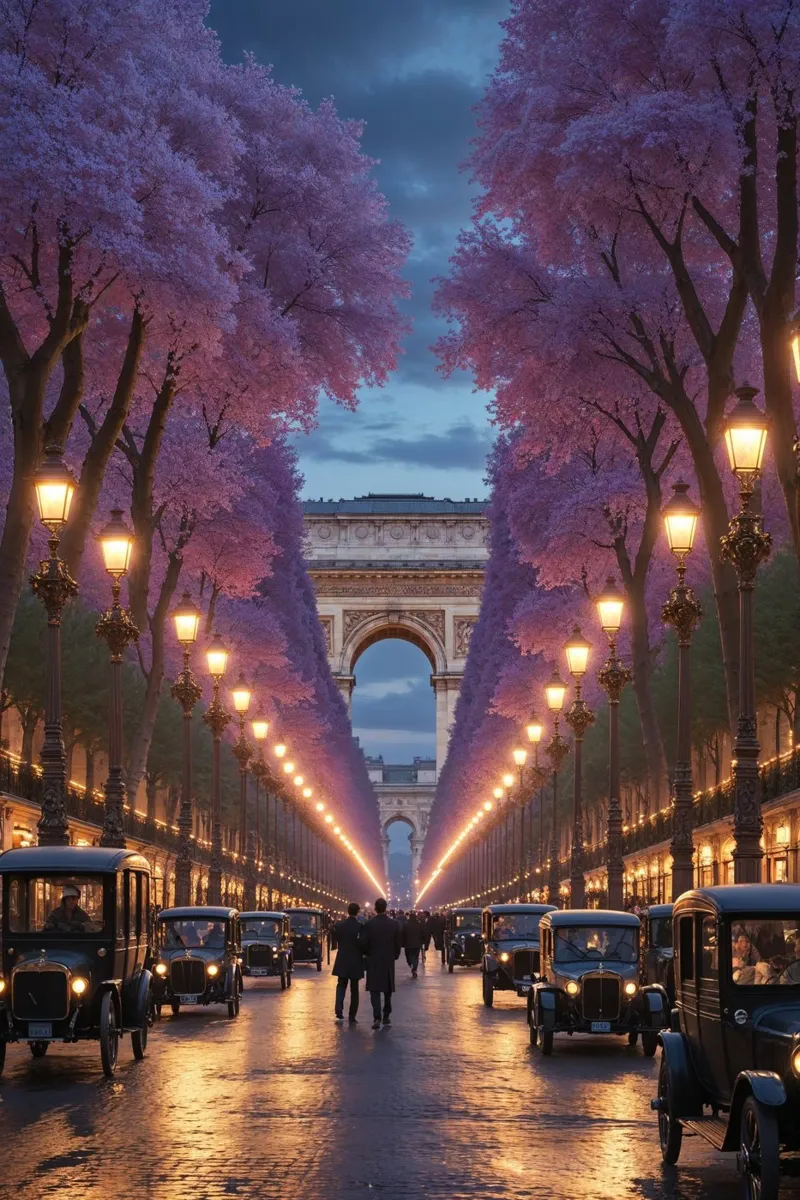 Illuminated Boulevard of Champs-Élysées metacrilato de AlbertKlee