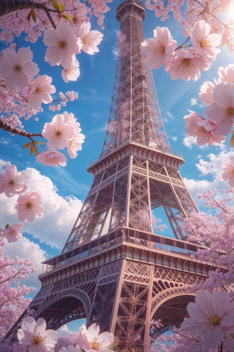 Spring Blossoms Around the Eiffel Tower plexiglass da AlbertKlee