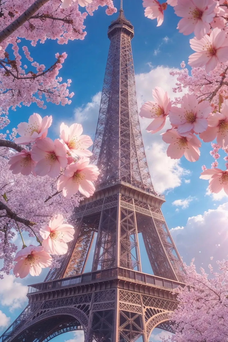 Blossoming Parisian Eiffel Tower alluminio dibond da AlbertKlee