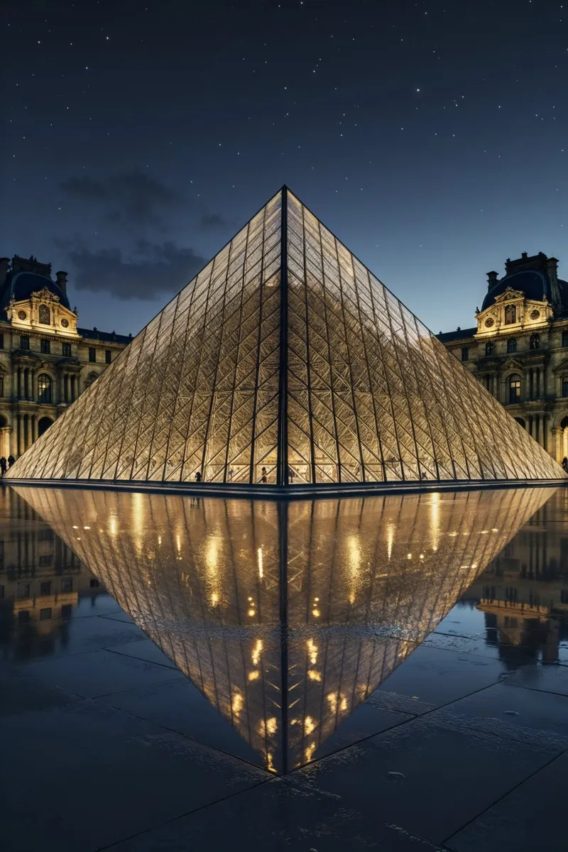 Golden Reflection of the Louvre Pyramid pannello forex da AlbertKlee