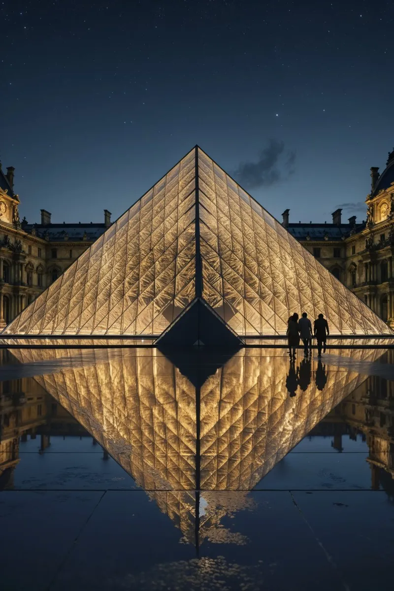 Louvre Pyramid Under Starry Skies plexiglass da AlbertKlee