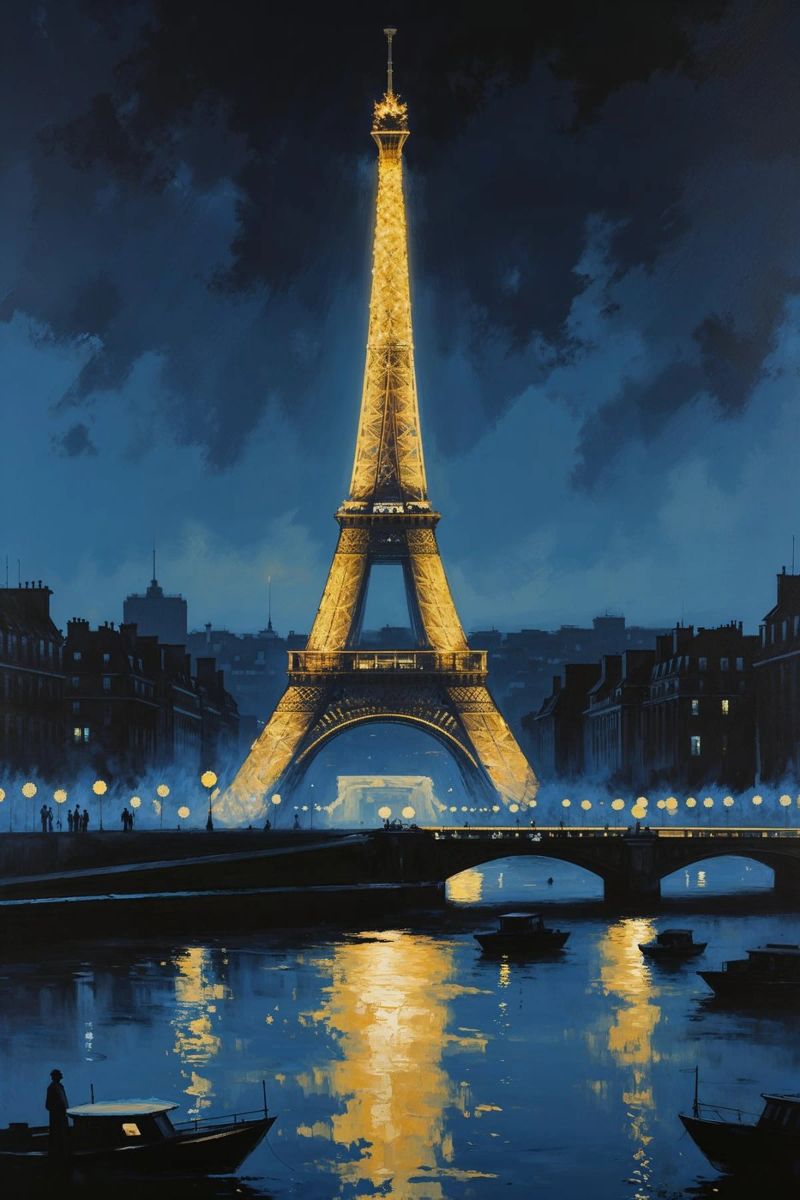 Eiffel Tower Reflections: Nighttime Glow plexiglass da AlbertKlee