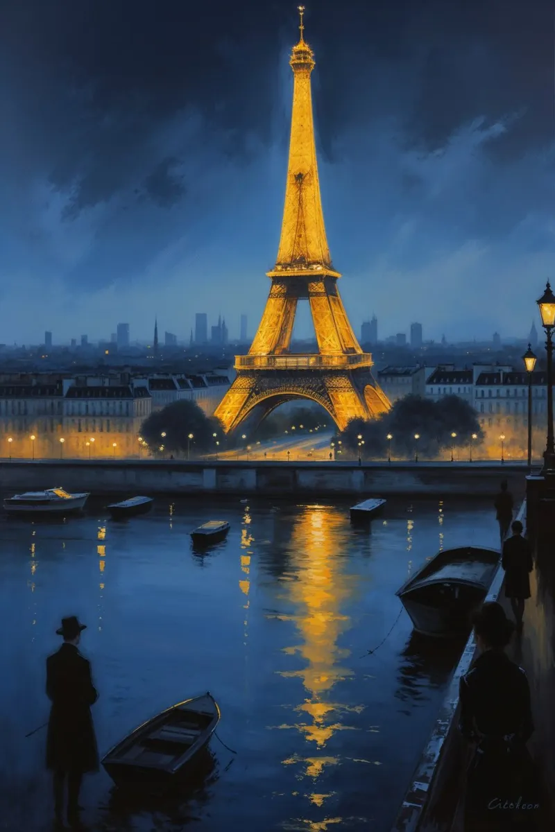 Golden Eiffel Tower: A Parisian Masterpiece metacrilato de AlbertKlee