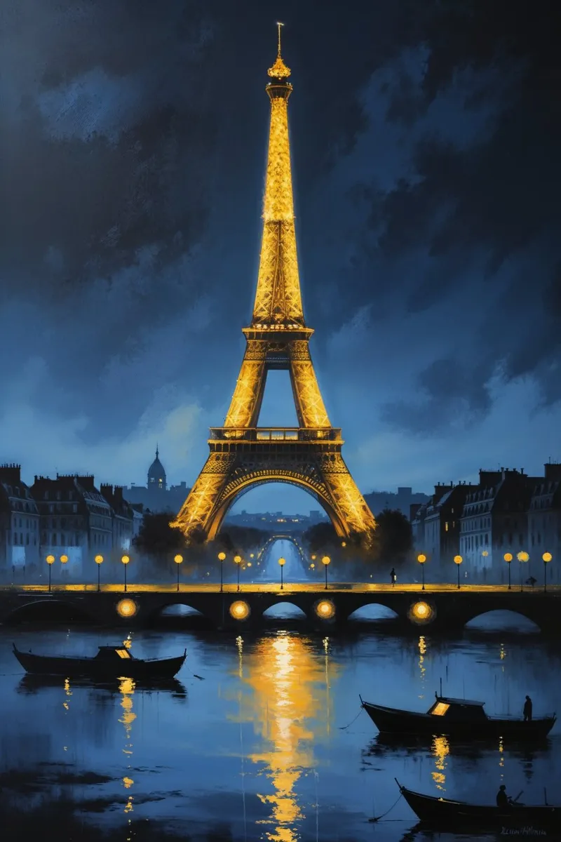 Paris Lights: The Eiffel Tower and Seine poster da AlbertKlee