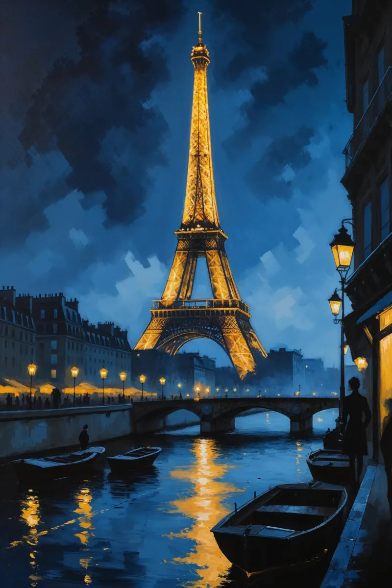 Nocturnal Paris: Eiffel Tower's Radiance carta hahnemühle da AlbertKlee