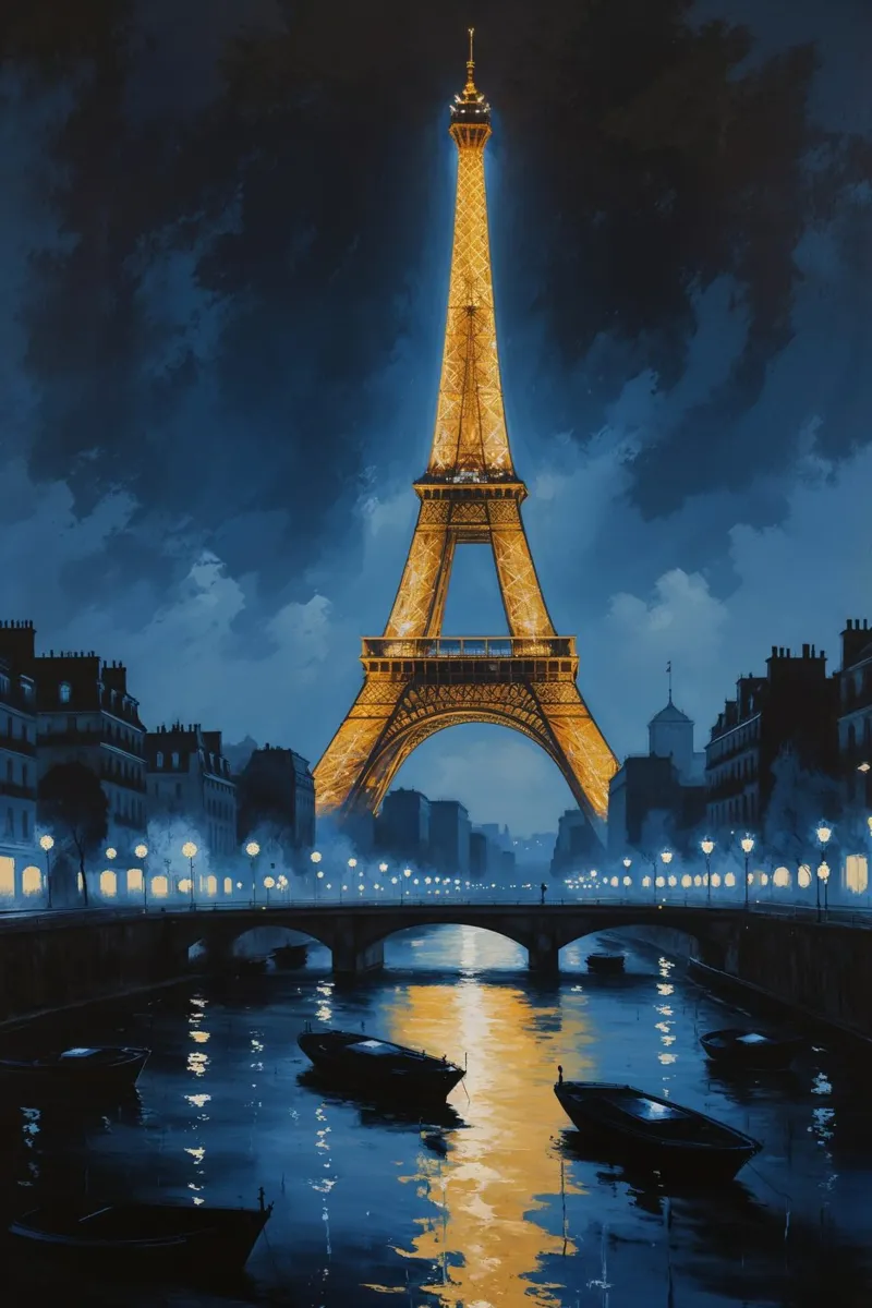 Paris by Night: Eiffel Tower Elegance carta hahnemühle da AlbertKlee