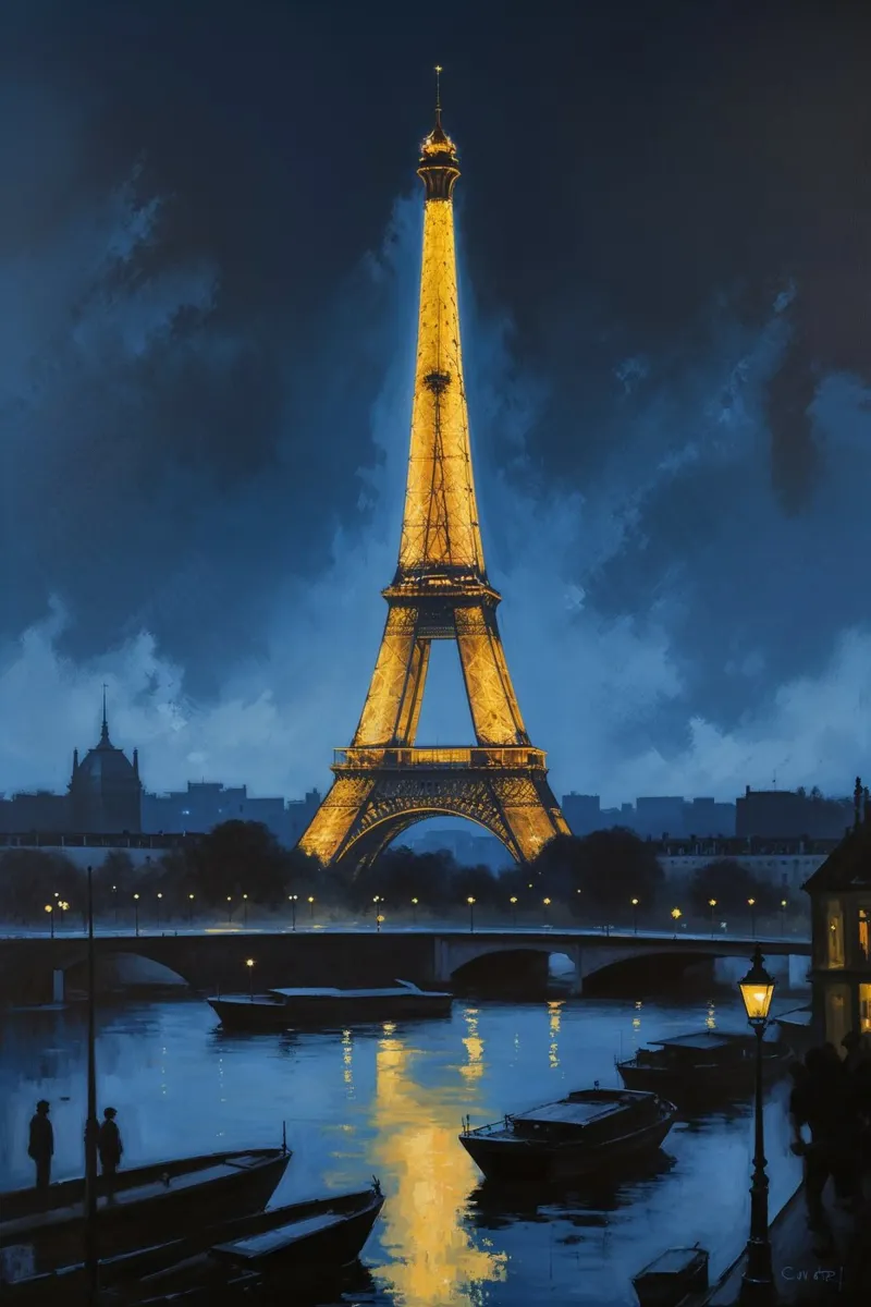 Golden Nights: Eiffel Tower Reflections plexiglass da AlbertKlee