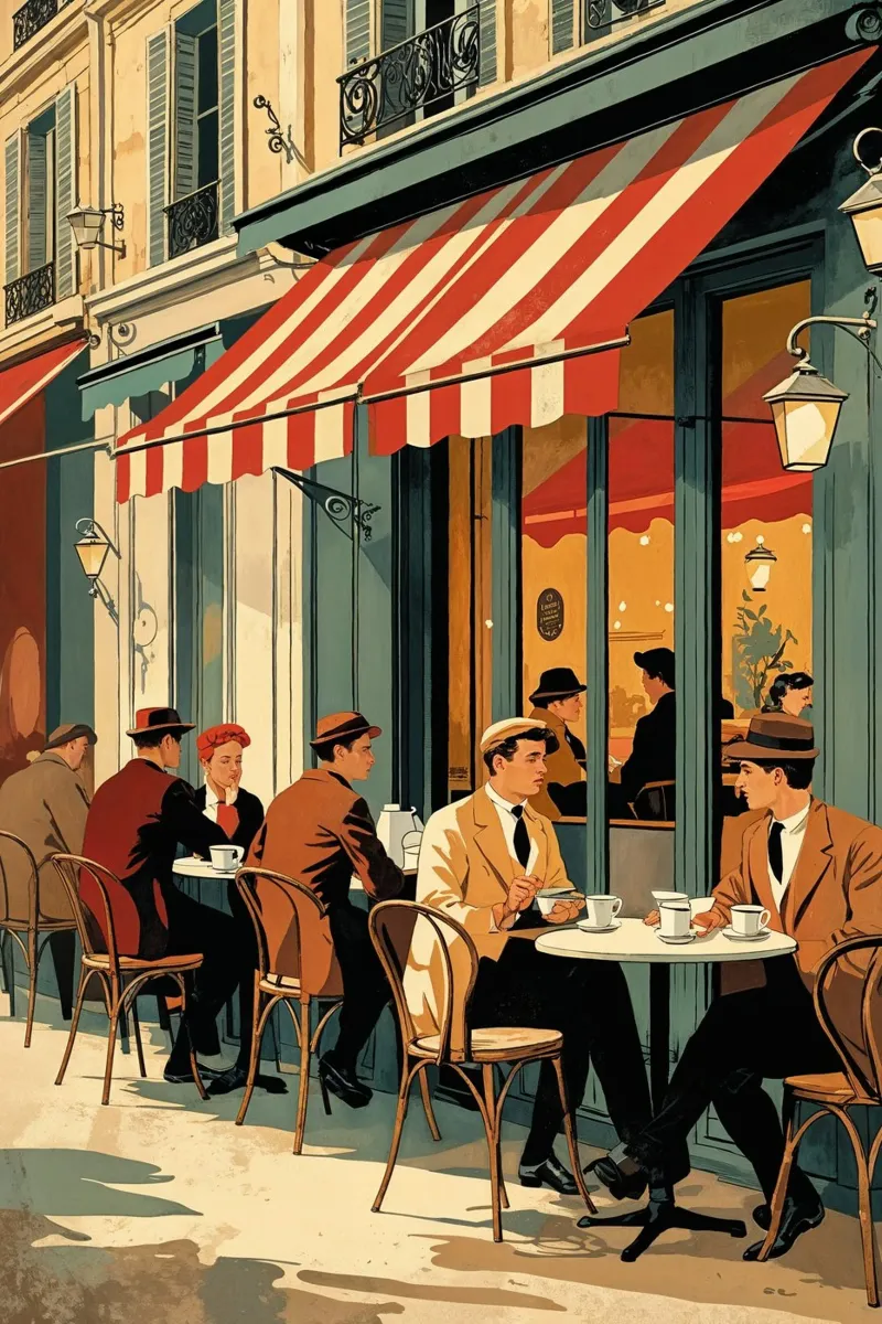 Parisian Café Scene with Elegant Details carta hahnemühle da AlbertKlee