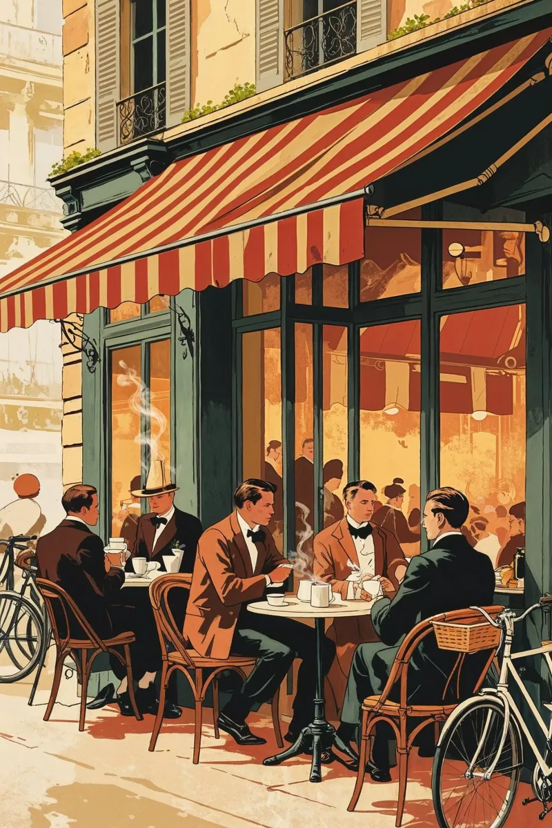 Cozy Parisian Street Café Moment alluminio dibond da AlbertKlee