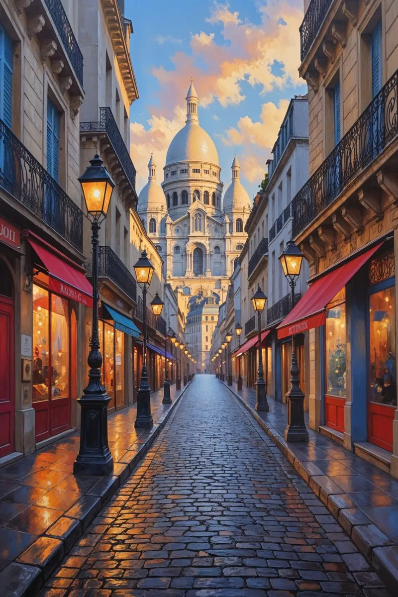 Golden Hour in Montmartre's Heart carta hahnemühle da AlbertKlee