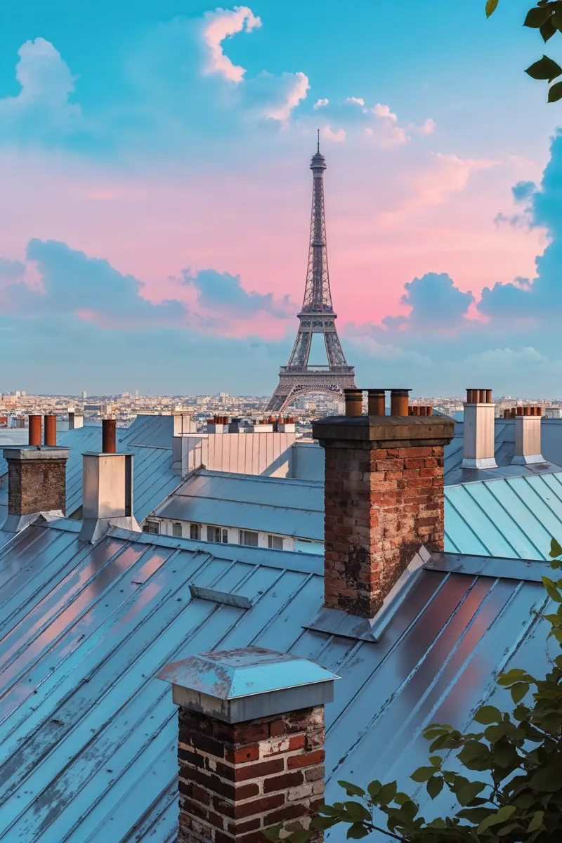 Pastel Skies Above Paris Rooftops alluminio dibond da AlbertKlee