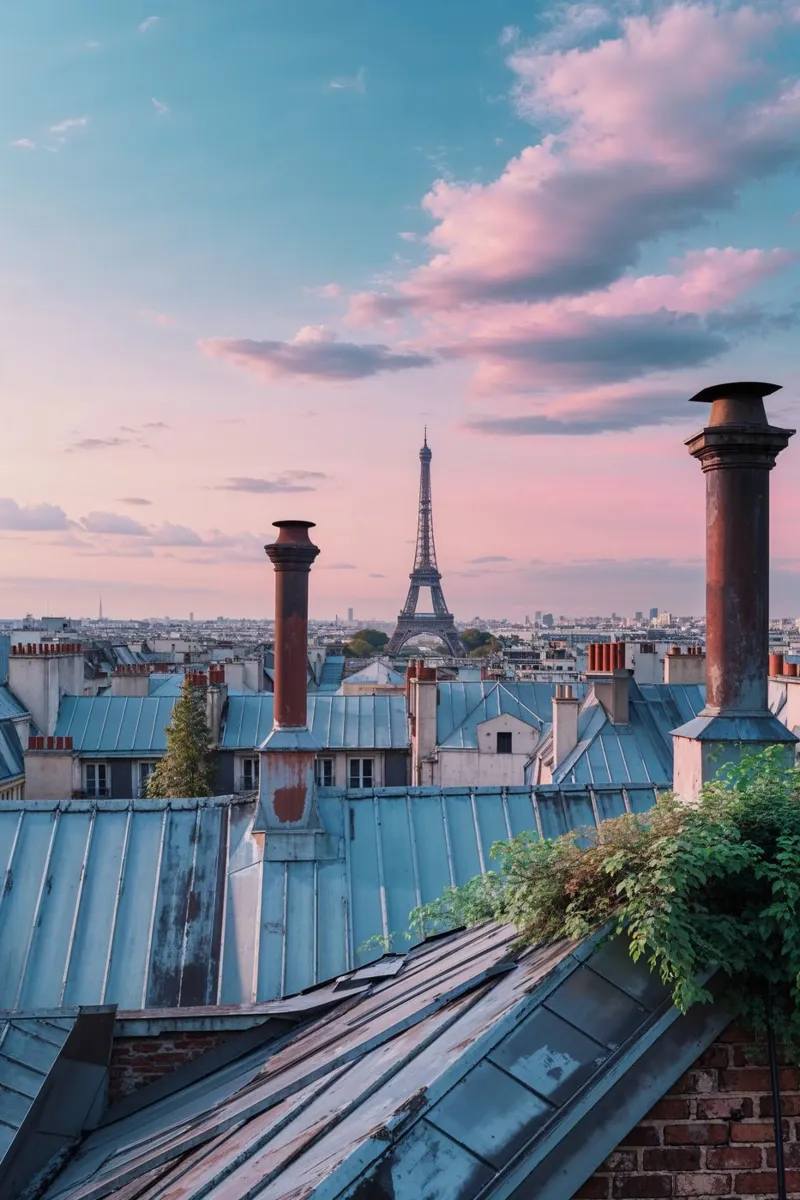 Parisian Rooftops and Sunset Dreams carta hahnemühle da AlbertKlee