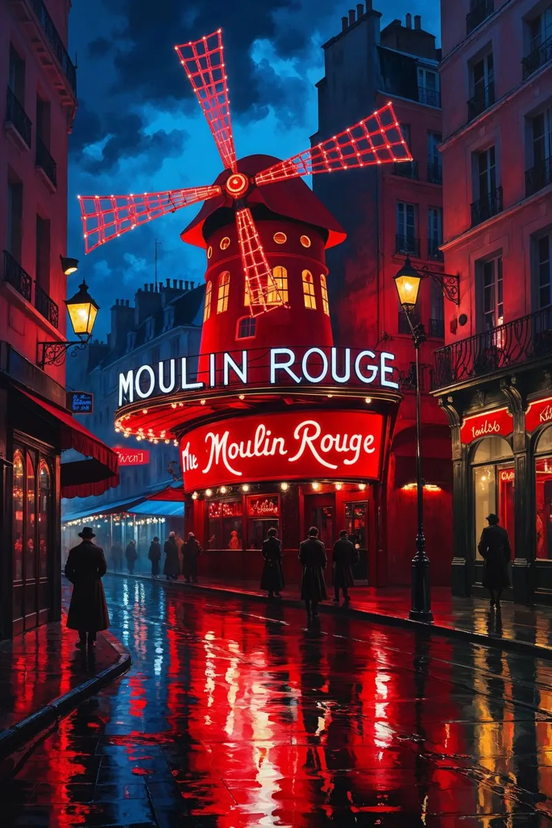 Moulin Rouge under a Neon Glow carta hahnemühle da AlbertKlee
