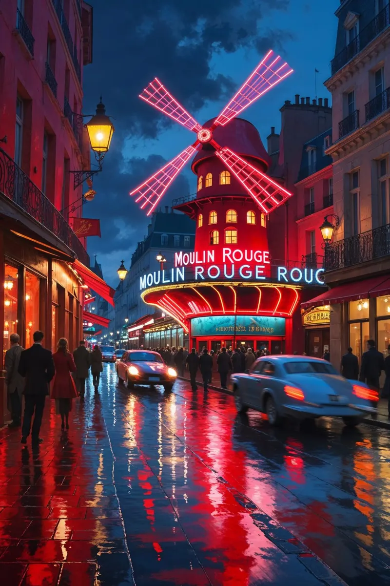 Neon Elegance at Moulin Rouge carta hahnemühle da AlbertKlee