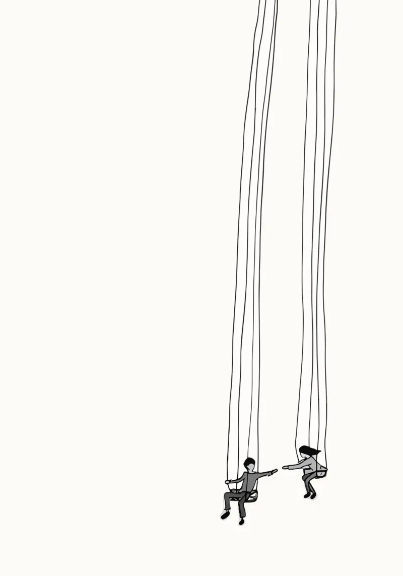 Rocking connectedness: minimalist linear artwork canvas by Kunst und Kontrast