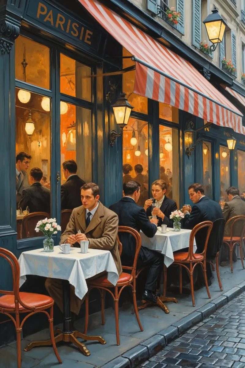 Elegant Parisian Café Scene poster da AlbertKlee