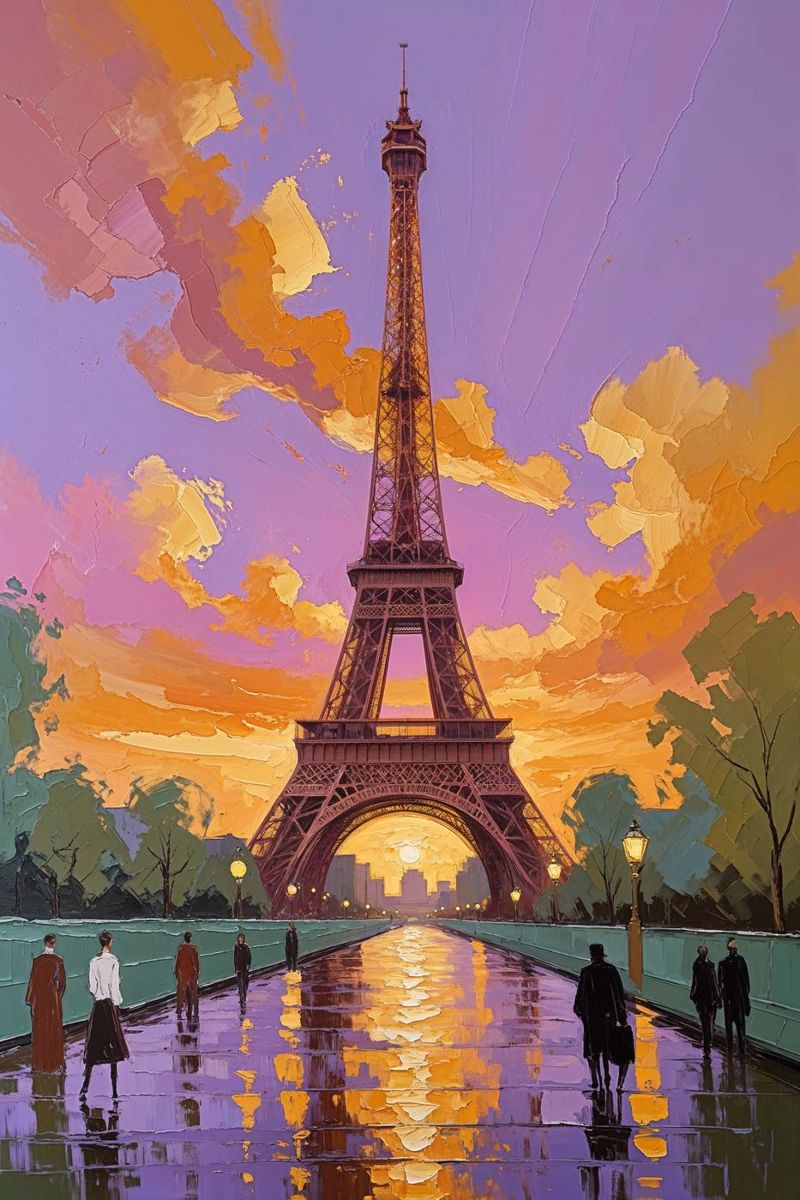 Impressionist Sunset by the Eiffel Tower plexiglass da AlbertKlee