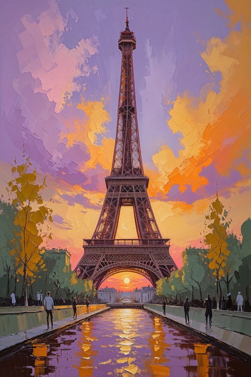 Golden Glow Eiffel Tower Painting plexiglass da AlbertKlee