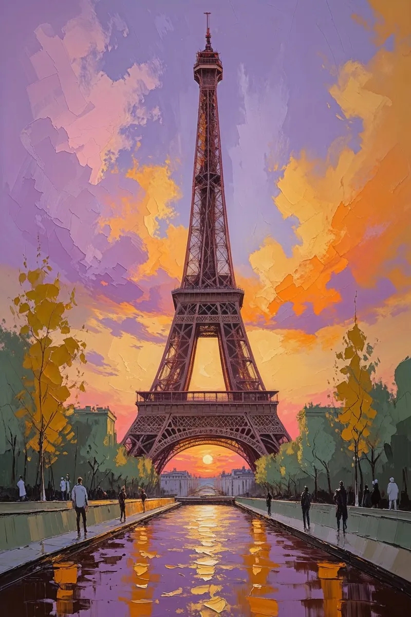 Golden Glow Eiffel Tower Painting metacrilato de AlbertKlee
