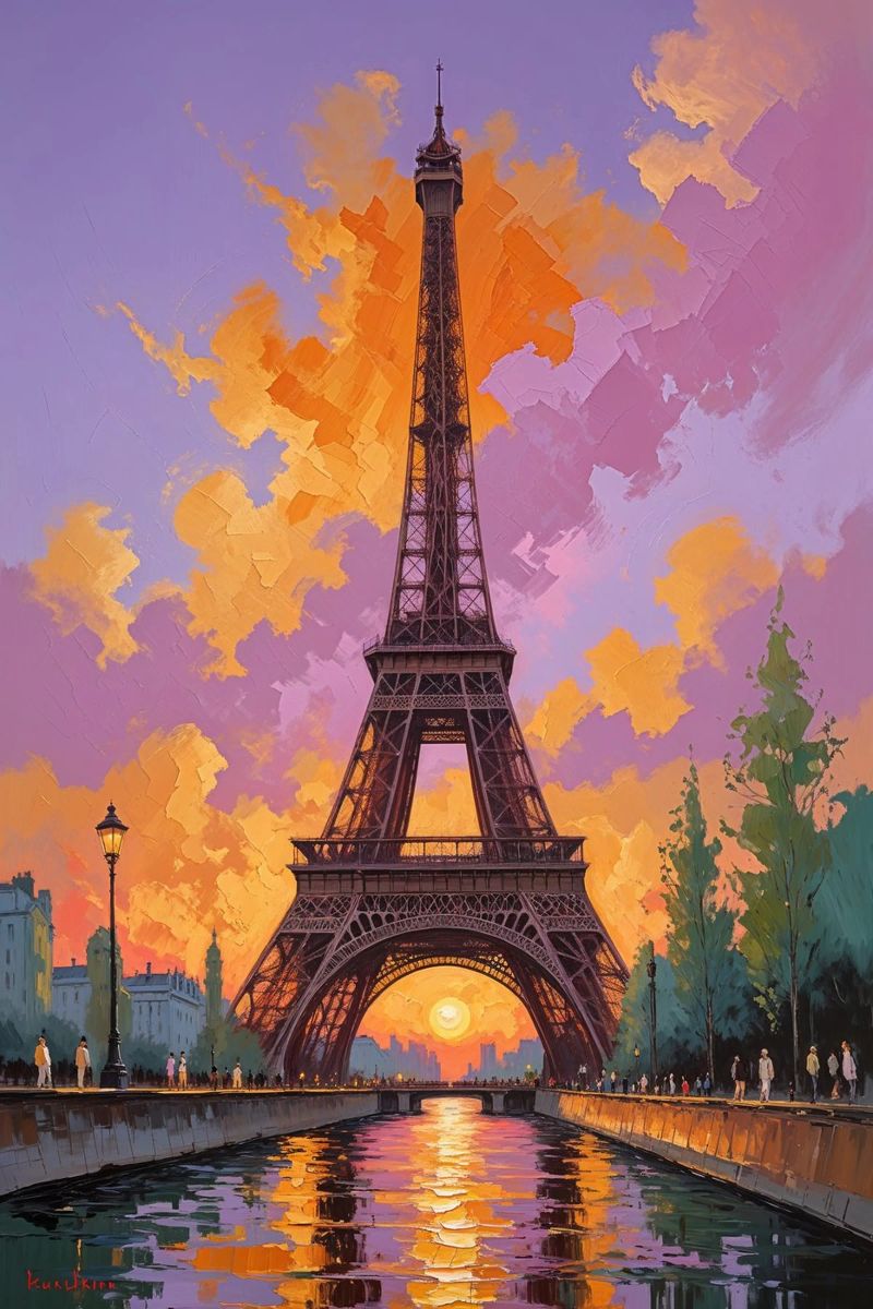 The Eiffel Tower Amidst Sunset Splendor plexiglass da AlbertKlee