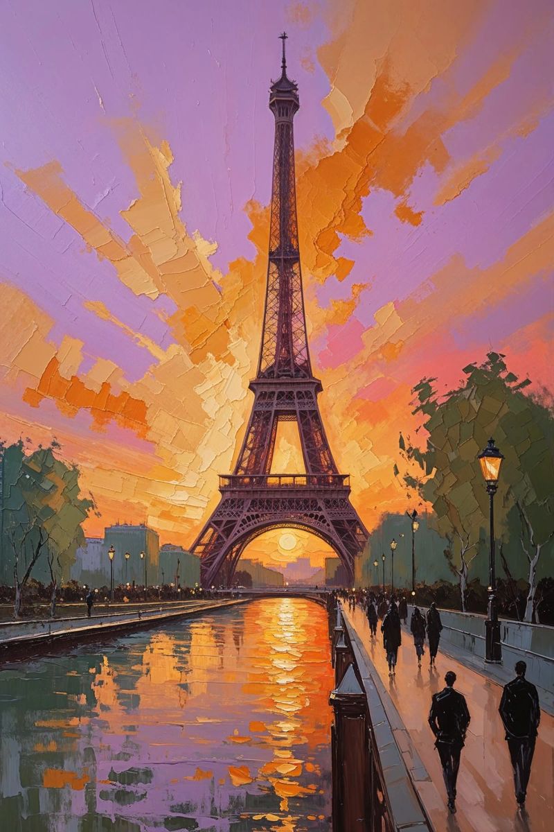 Illuminated Eiffel Tower at Sunset plexiglass da AlbertKlee