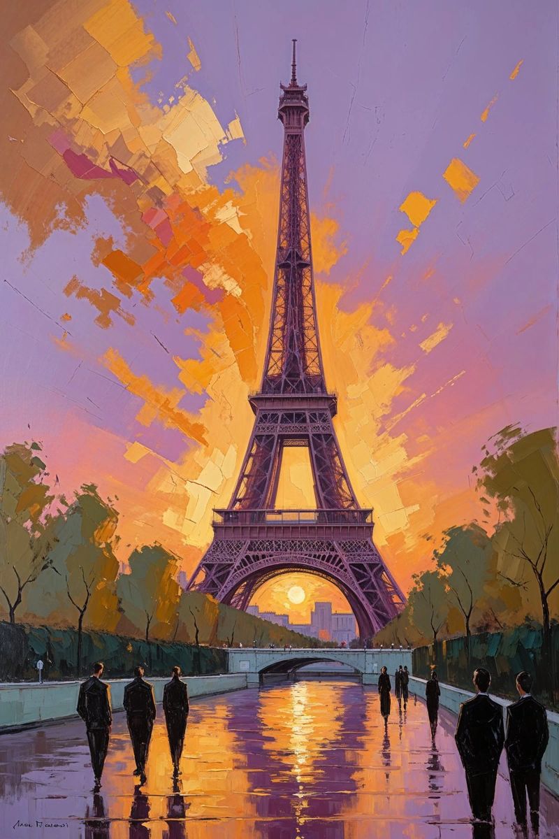Eiffel Tower and Parisian Pathway at Sunset plexiglass da AlbertKlee