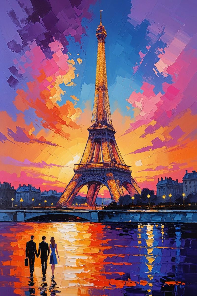 Eiffel Tower Illuminated in Parisian Sunset plexiglass da AlbertKlee