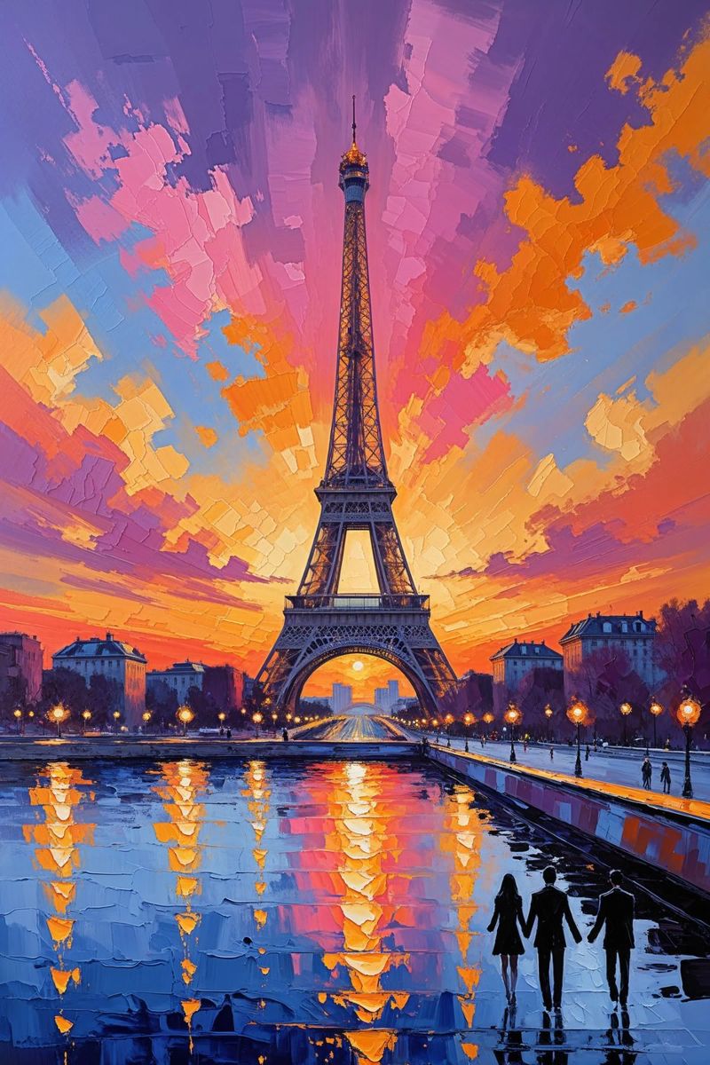 Romantic Twilight at the Eiffel Tower poster da AlbertKlee