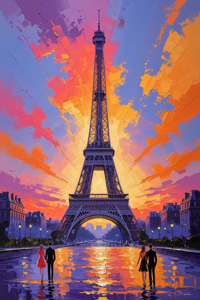 Eiffel Tower and Sunset Symphony plexiglass da AlbertKlee