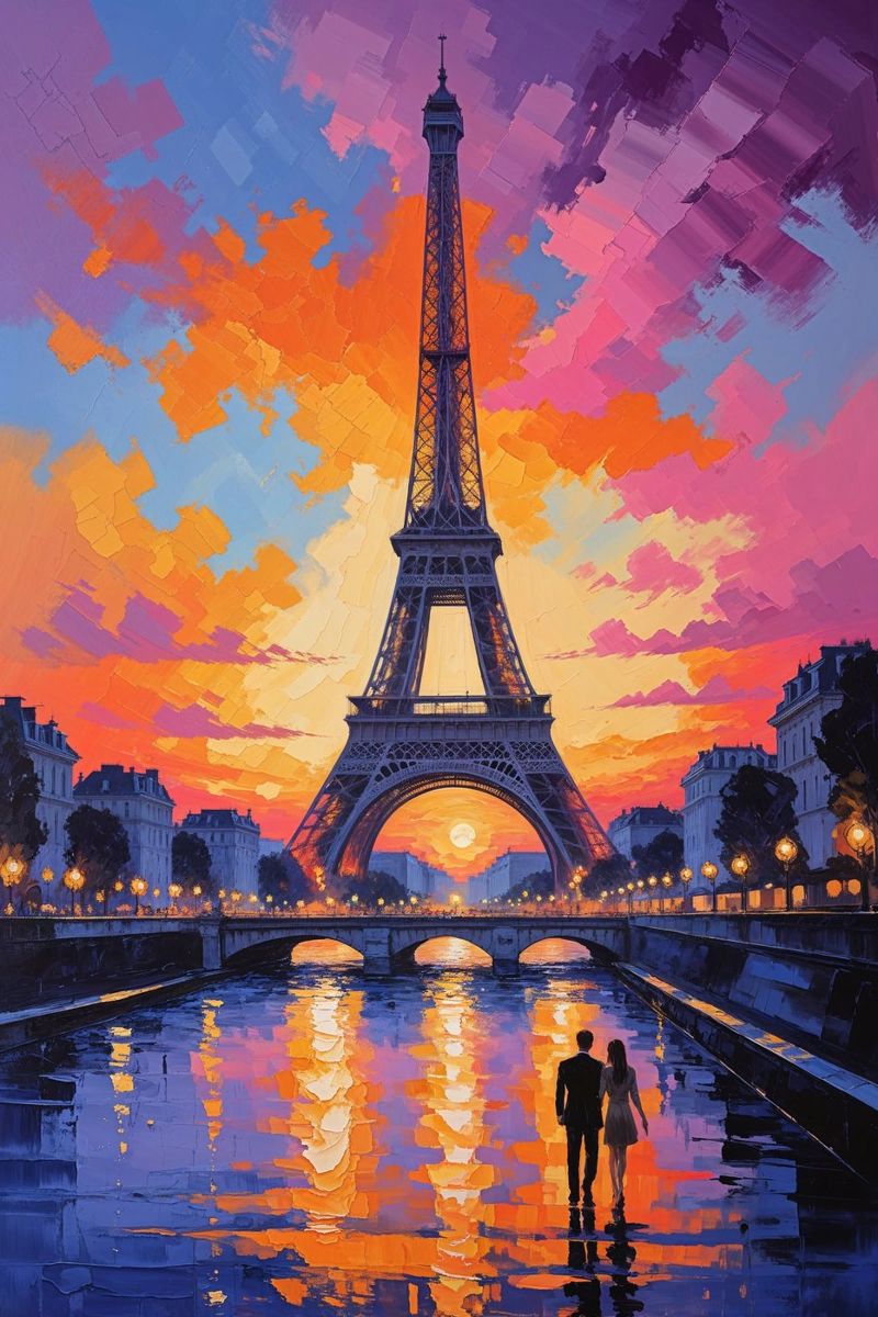 Golden Glow of the Eiffel Tower at Dusk Poster von AlbertKlee