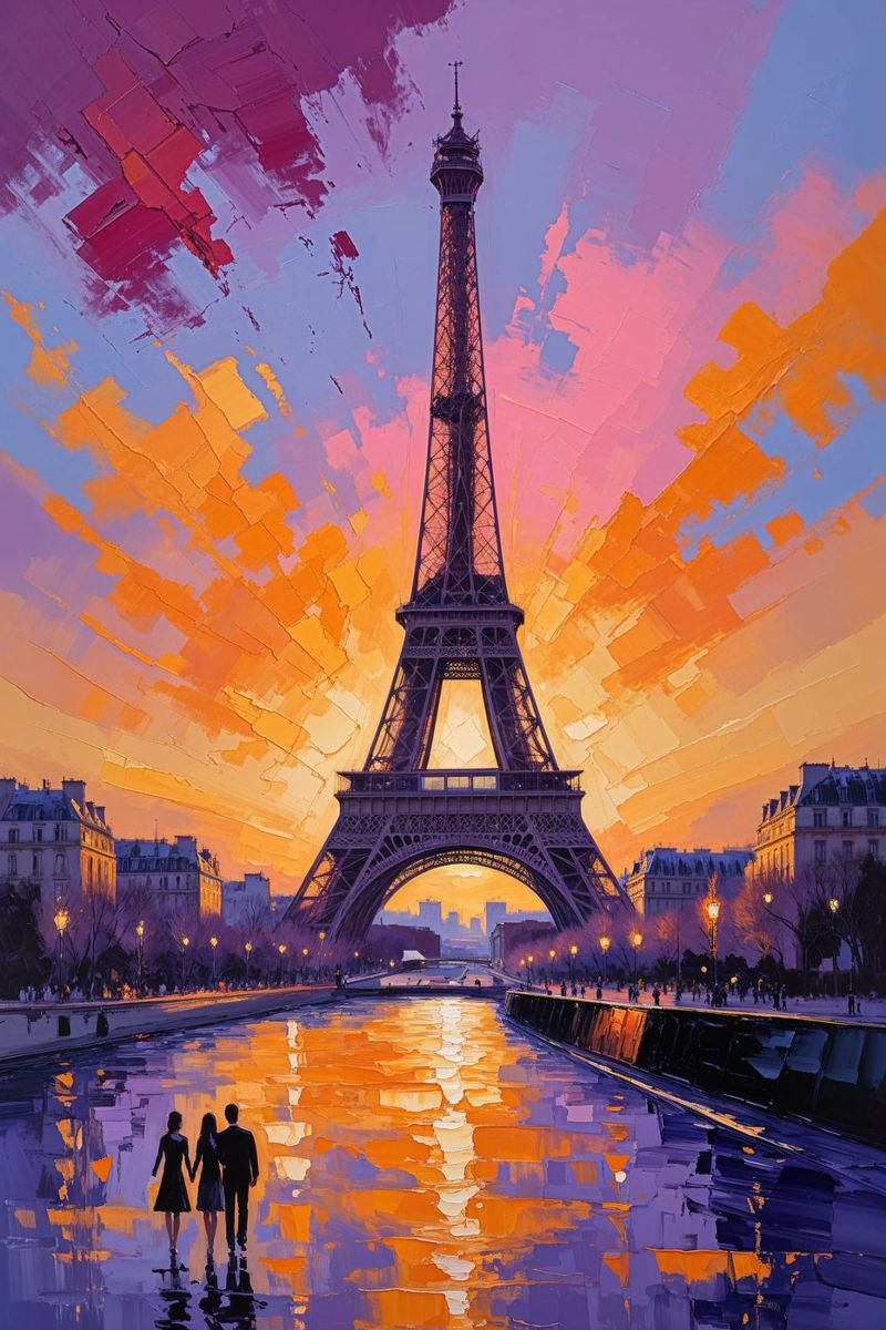 Eiffel Tower Reflections in Twilight Serenity Poster von AlbertKlee