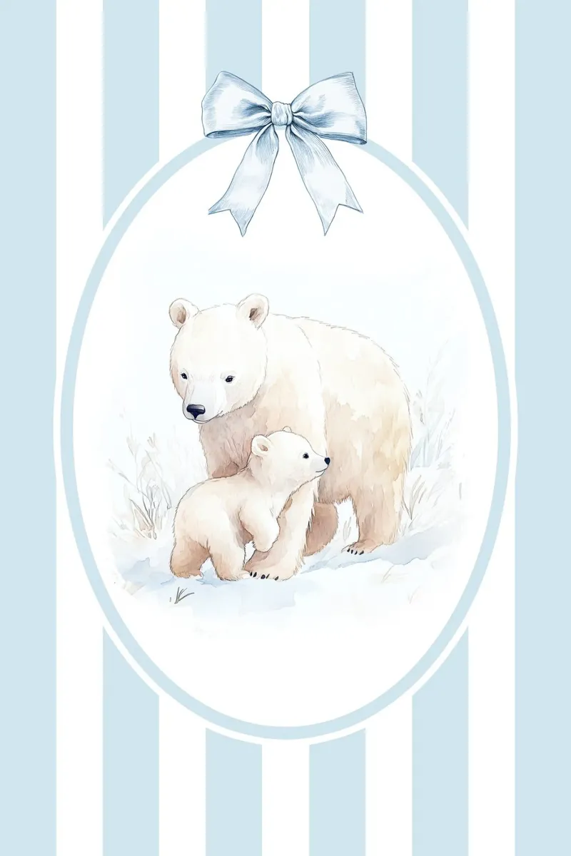 Orso polare e cucciolo in un paesaggio innevato pellicola backlit da Jungle Joy Art