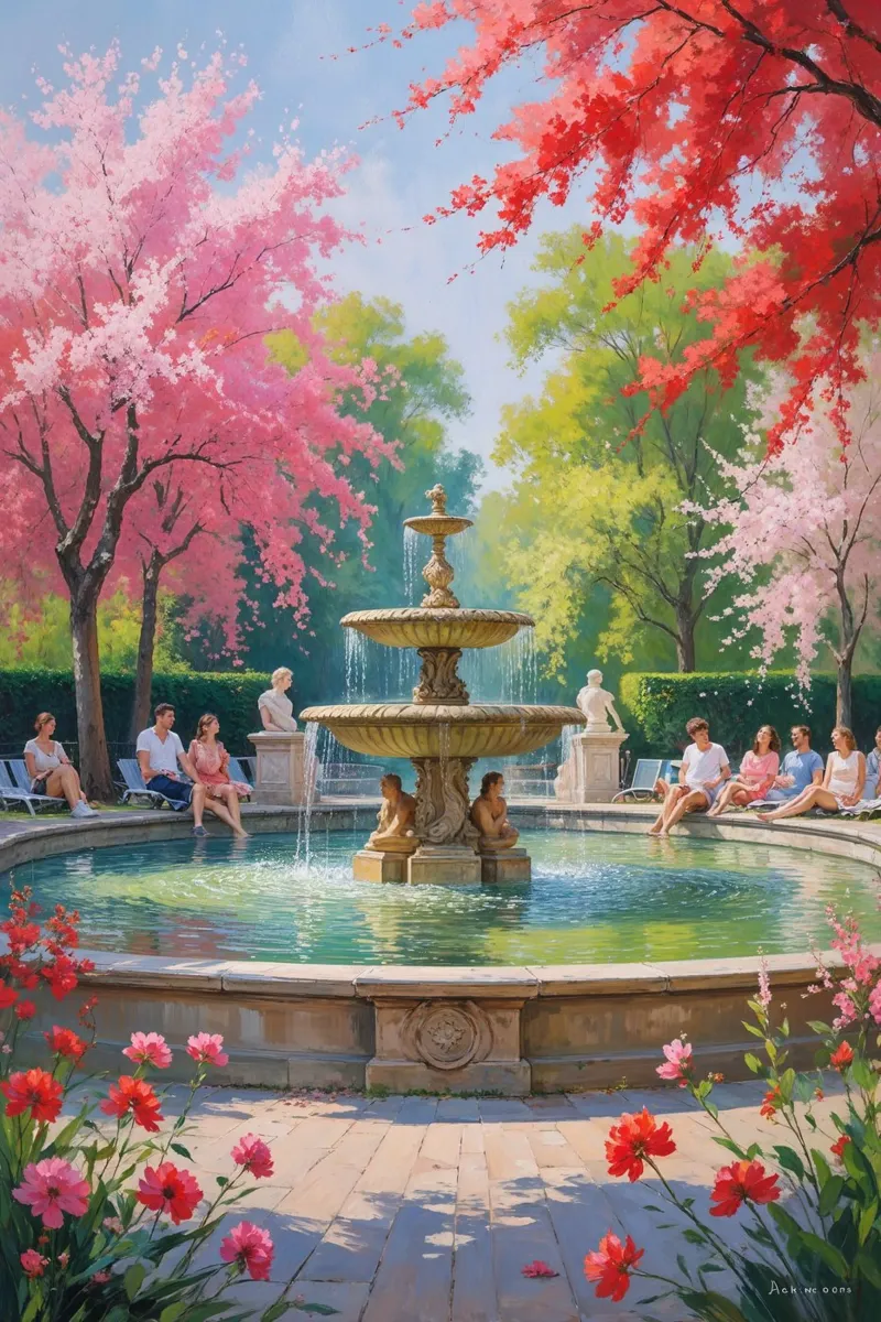 Springtime Elegance in Luxembourg poster con telaio in legno da AlbertKlee