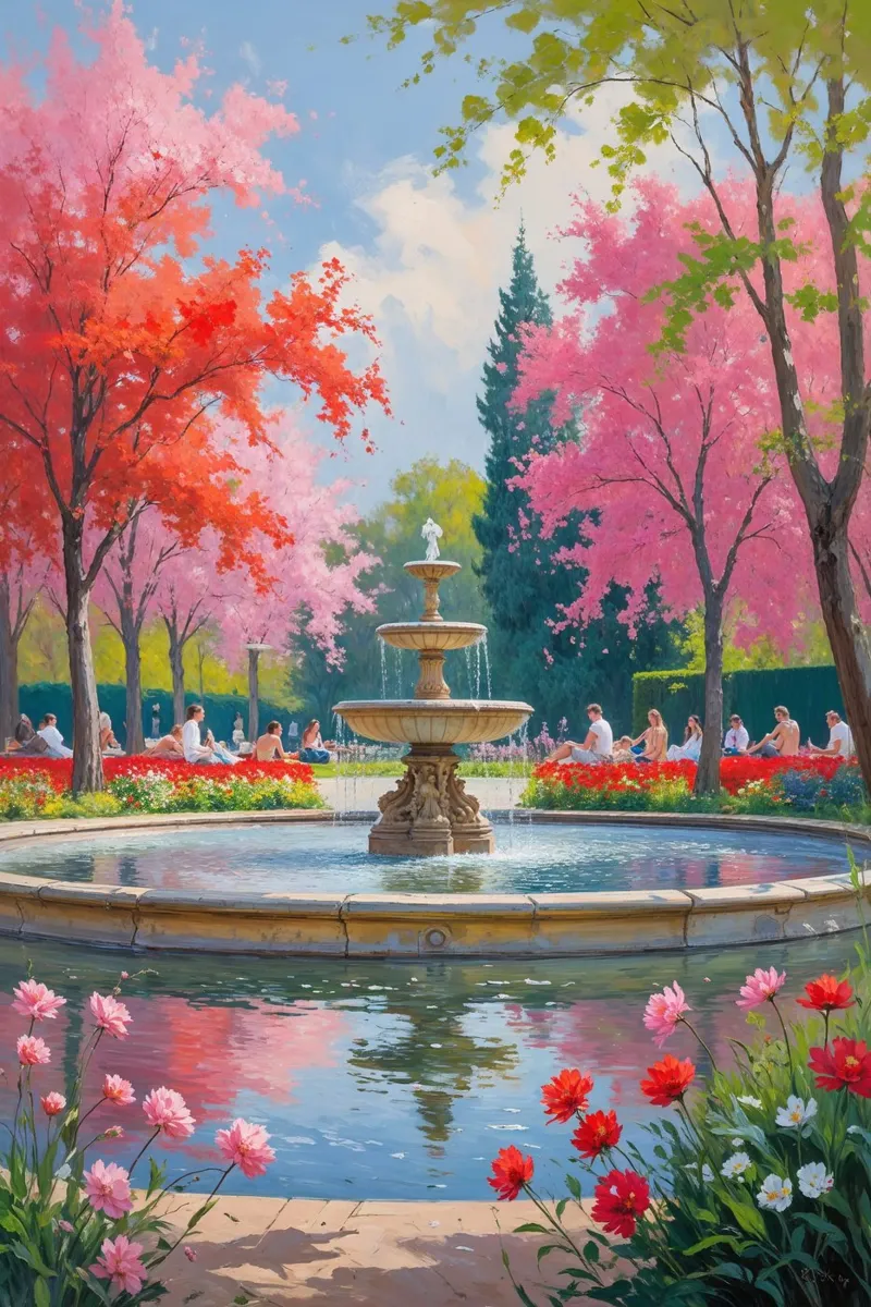 Luxembourg Fountain Serenity poster con telaio in plastica da AlbertKlee