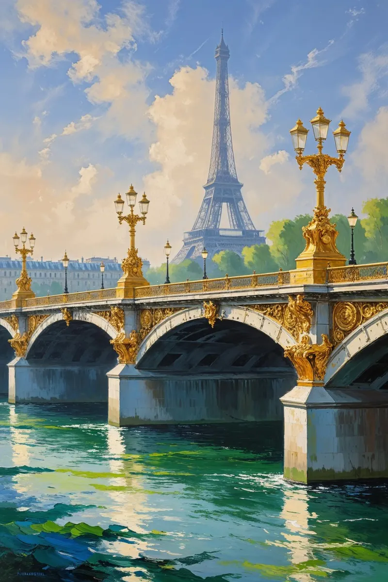 Ornate Lamps and Eiffel Tower Reflections plexiglass da AlbertKlee