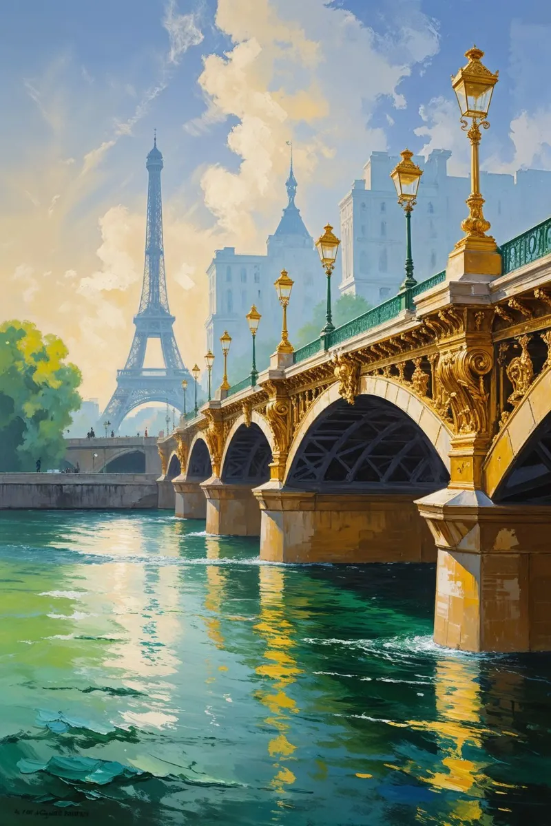 Golden Elegance on the Seine carta hahnemühle da AlbertKlee