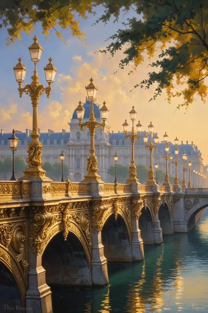 Golden Elegance of Pont Alexandre in Paris plexiglass da AlbertKlee